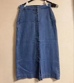 デニムフロントボタンミディスカート