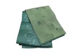 【桜柄】【市松模様】リバーシブル半幅帯　浴衣帯　卒業式・袴にも！【グリーン】