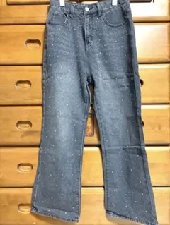 ストーン付きグレーデニム