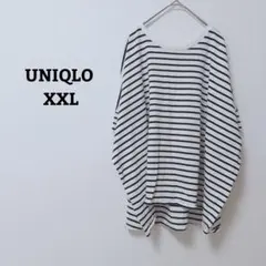 ユニクロ　Tシャツ　カットソー　カジュアル　ボーダー　五分袖　綿100 XXL