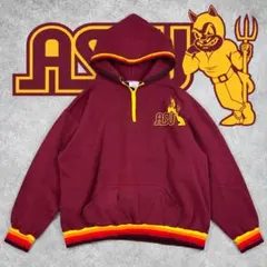 USA製 エーシーアイ ASU ハーフジップパーカー カレッジ ラインリブ 古着
