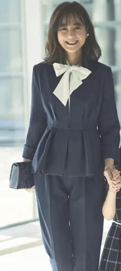 ネイビー セットアップ パンツスーツ L　ルイルエブティック