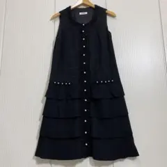 INGEBORG パールボタン レールフリル ティアードワンピース