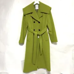 グリーン ダブルブレスト ロングコート フリーサイズ - メルカリ