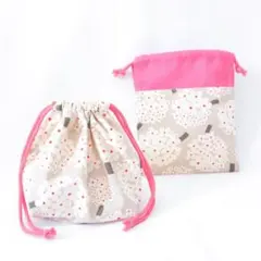 【入園準備】ランタナ花柄お弁当入れ〜pink〜