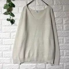 15715ナチュラルビューティーベーシック Vネック ニット セーター M 白