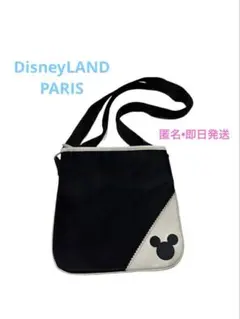 公式　ディズニーランドパリ　ミッキー　ショルダーバッグ　ポシェット　黒　白　即日
