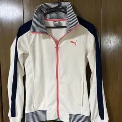 【美品】PUMA ストライプ襟フリースジャケット　M