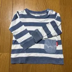 EDWIN 長袖カットソー 80cm 青白ストライプ