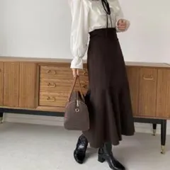 ナイスクラップ NICE CLAUPハイウエスト マーメイドスカートブラウン