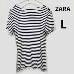 ZARA ザラ　ボーダーTシャツ　ネイビー