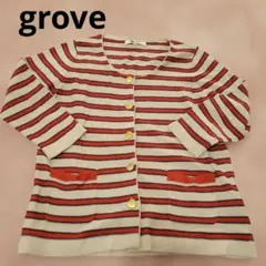 grove ストライプカーディガン M　七分袖