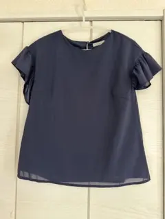 ネイビー半袖ブラウス