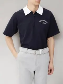 ジャックバニー】美品 ハーフジップ 長袖 ネイビー ジップロゴ 4