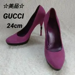 ☆美品☆GUCCI グッチ パンプス ハイヒール スエードレザー バンブー装飾