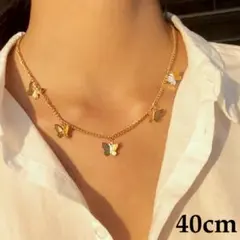 5連 バタフライ 蝶モチーフ ネックレス ゴールド