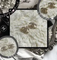 ロゴピアス　CCロゴ　ゴールド　スタッドピアス