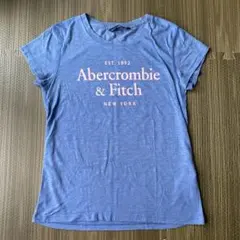 アバクロンビー&フィッチ　ロゴTシャツ　XS 水色　ブルー　ピンクブランドロゴ