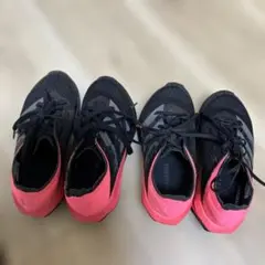adidas 黒/ピンク スニーカー　17と18セット