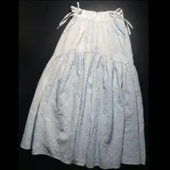 おもち様 fit more サンフラワーエイト 水色 ティアードロングスカート