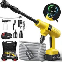 高圧洗浄機 コードレス 充電式 噴射距離10M 6in1ノズル 残量表示
