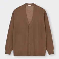 GU シアーニットカーディガン L ブラウン