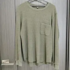 UNIQLO ユニクロ ワッフルクルーネックTシャツ 長袖 メンズ Lサイズ