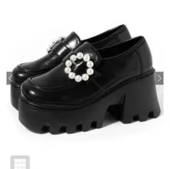 GRL 厚底パールバックルレザーローファー