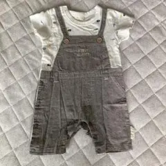 グレーオーバーオール 風ロンパース