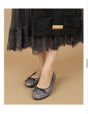 【最終値下げ】RANDA ベーシックバレエシューズ　ブラックラメ