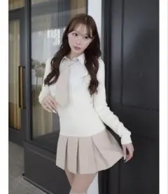 Darich ネクタイシャツドッキングニットミニワンピース