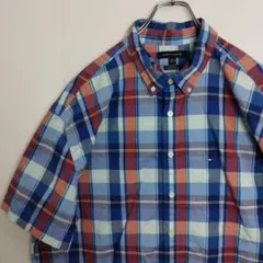 トミーヒルフィガー 半袖シャツ BDシャツ チェック柄 マルチカラー