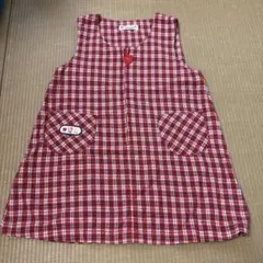 ファミリア　ジャンバースカート 赤チェック