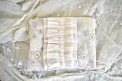 P10 インド刺繍生地　フリル　インド刺繍リボン サコッシュ ポーチ ポシェット