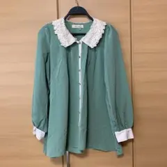 襟レース　ブラウス　　L