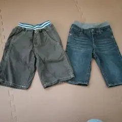 キッズ ハーフパンツ 2枚セット 130 グレー　デニム