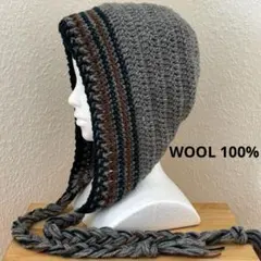 ☆ハンドメイド☆ ゆったりフード帽 (超ワイド&ロング) バラクラバ　耳当て