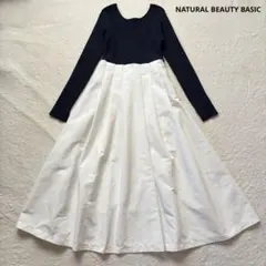 ナチュラルビューティーベーシック　バックシャンドッキングワンピース　綺麗め　M