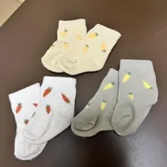 ○西松屋/クルーソックス/3足セット/にんじん柄/7〜9cm○