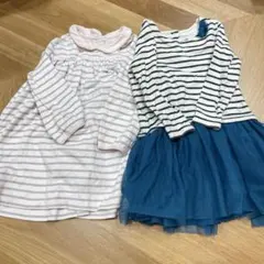 プチバトー ボーダー ラメ ワンピース 24m 86㎝ 2点セット