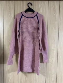 JEANASIS ピンク 長袖 ニットワンピース