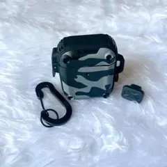 カモフラージュ イヤホンケース カラビナ付き　Airpods 1st/2nd