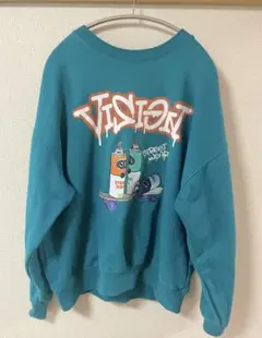 VISION STREET WEAR ターコイズ スウェット Mサイズ