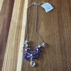 レディース　アクセサリー花モチーフ ネックレス 紫系