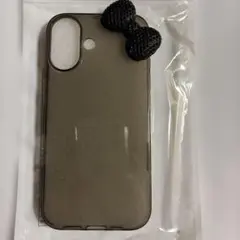 リボン付き黒透明iPhoneケース