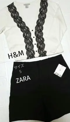 H&M春夏用八分袖カーディガン&ZARAショートパンツセット★送料込