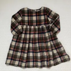 pairmanon 起毛　冬　チェック柄　長袖　ワンピース 90