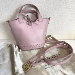 CHRISTIAN VILLA 巾着 バケットバッグ ベージュ バケツ型 レザー 