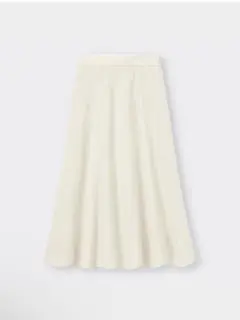 GU リネンブレンドフレアロングスカート 裏地付き