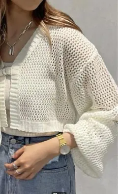 apres jour mignon メッシュニットボレロカーディガン grl